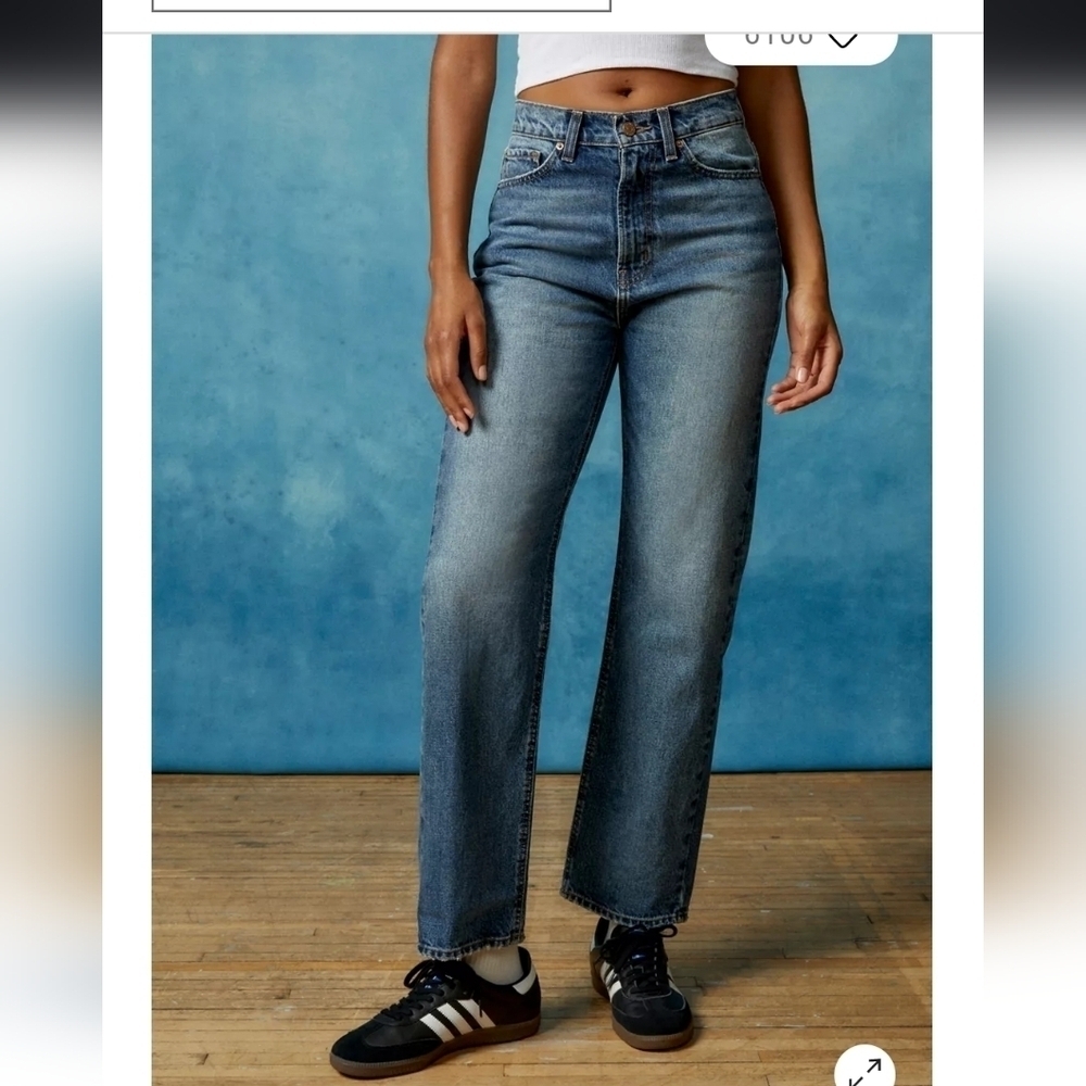 BDG Blue High Rise Jeans with Vintage Fading and Straight Leg